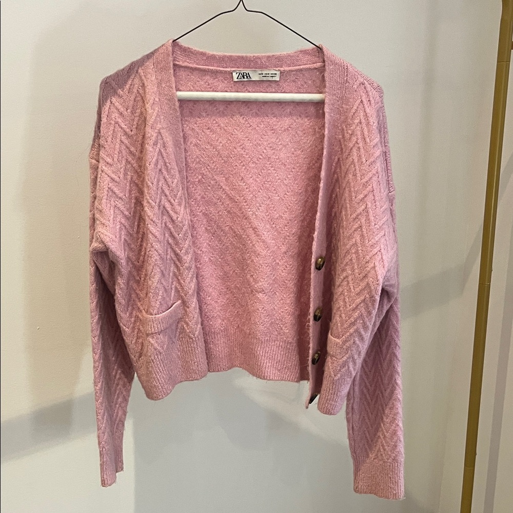 Zara Soft Pink Cardigan Sweater